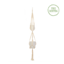 Load image into Gallery viewer, Macrame Hanging Double Pot Holder White (140cm)