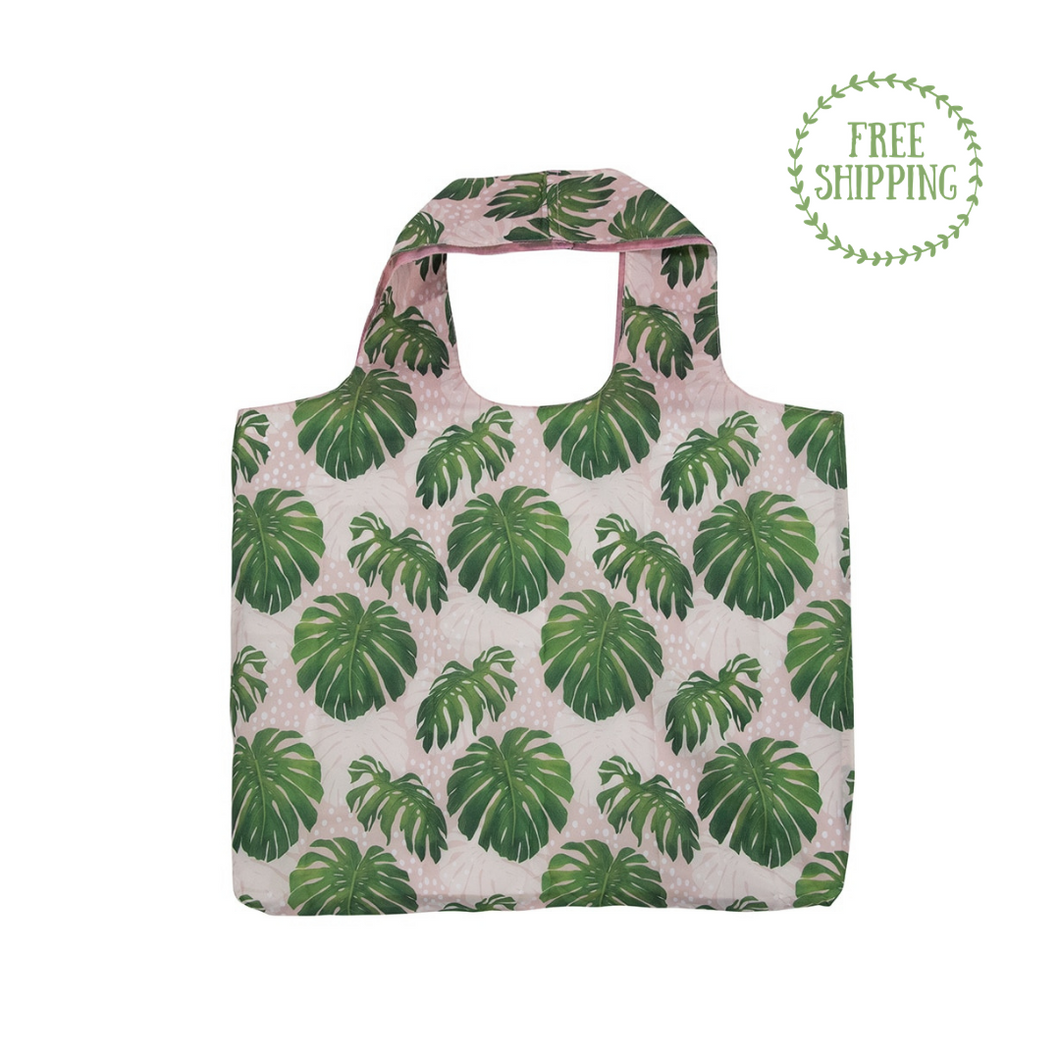Reusable Shopping Bag - Pink Monstera